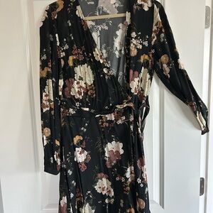 Mango Floral Wrap Dress - L